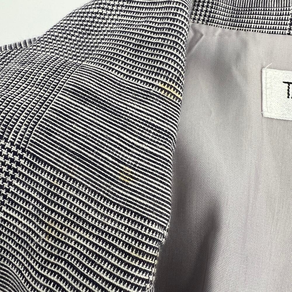 Tamotsu 100% Linen Blazer Jacket Womens 1XP Navy Blue White Glen Plaid NEW FLAW - Picture 4 of 11